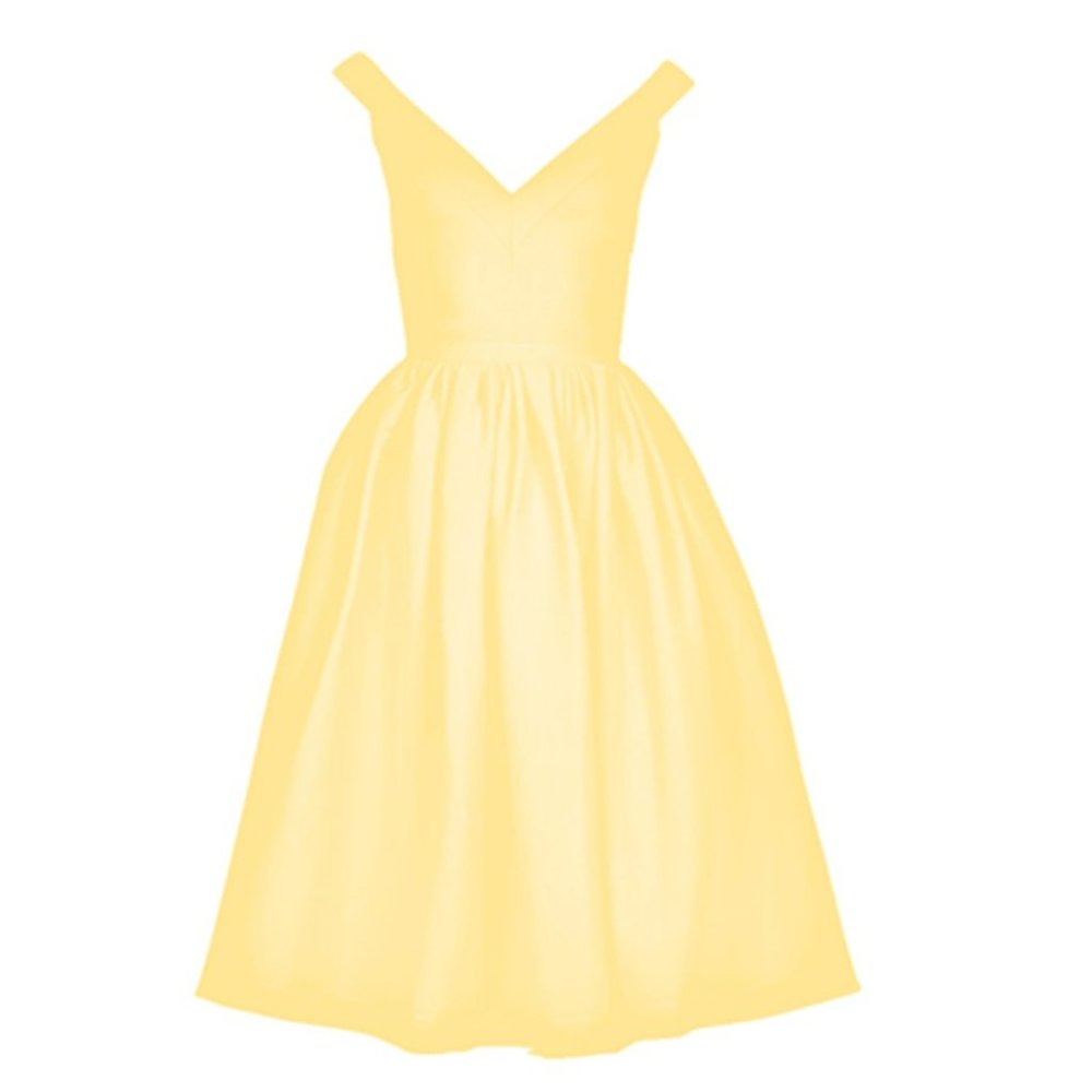 PREEN BY THORNTON BREGAZZI Yellow Flo Dress Stretch-Satin Ted Retro Vintage 50s